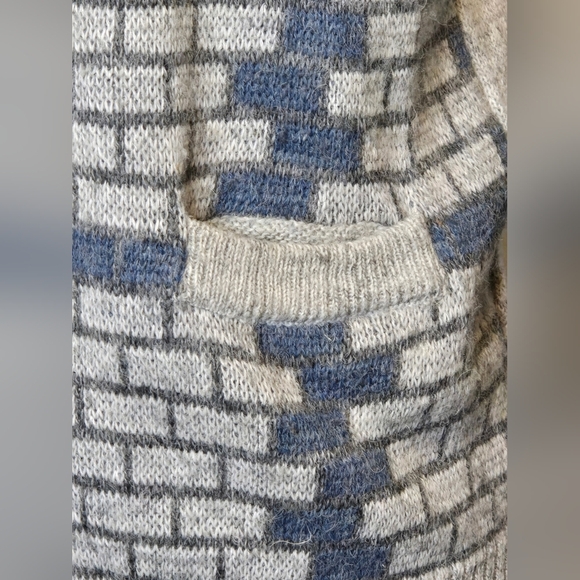 Vtg 70s 80s Eaton’s Birkdale Wool Knit Cardigan Sweater Brick Pattern Canada - Picture 7 of 8